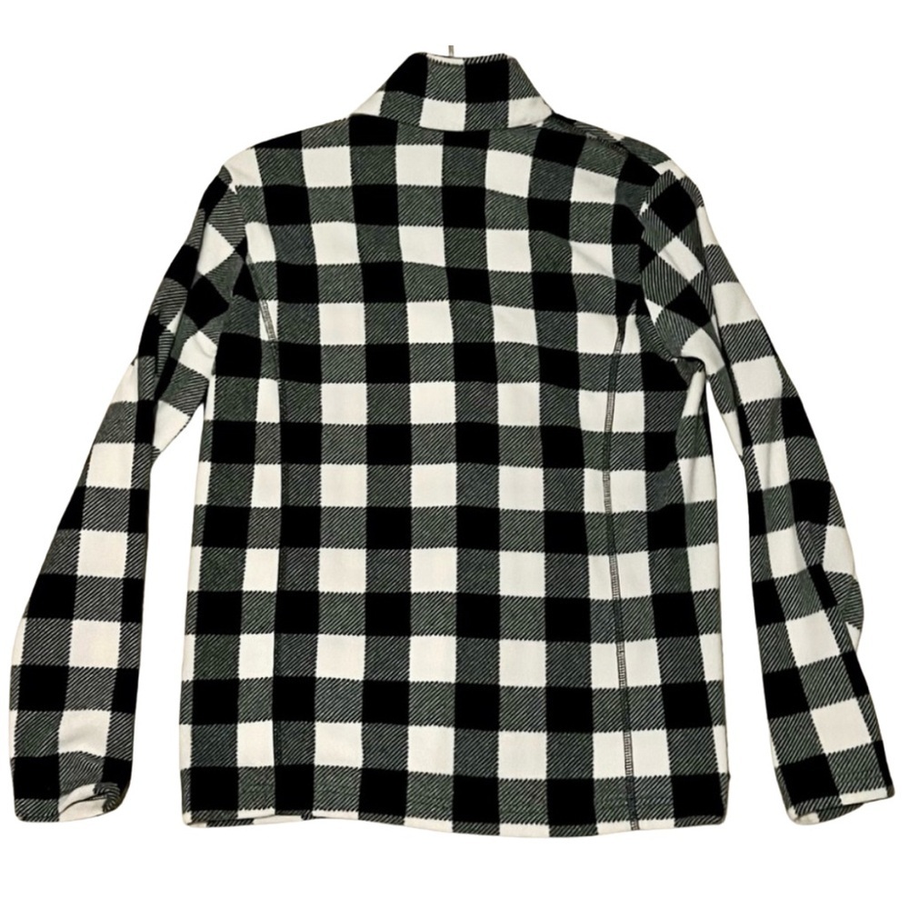 Lands’ End Black & White Buffalo Check Fleece Quarter-Zip Pullover – Size Small - Picture 4 of 4